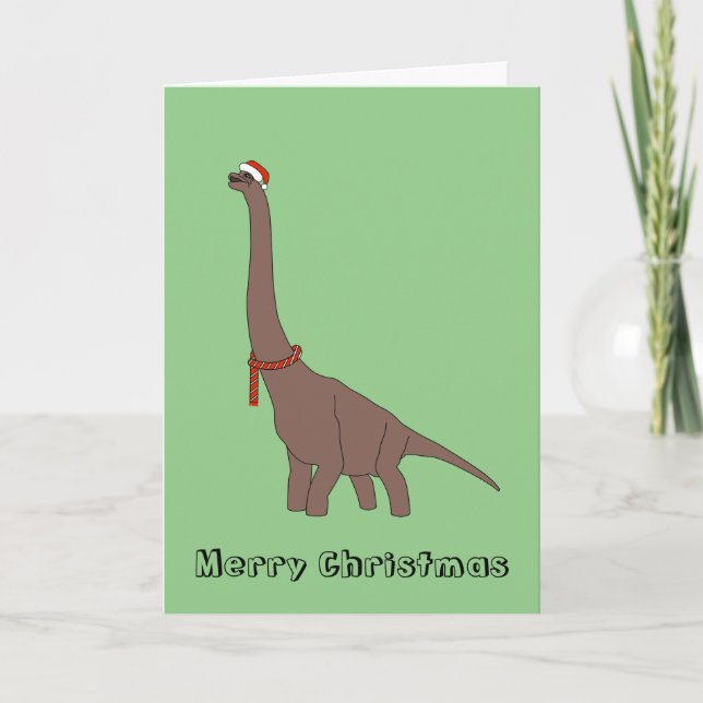 Cartes Pour Fêtes Annuelles Dinosaure à col long Brachiosaurus Spécial de Noël (Devant)