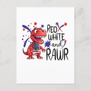 Cartes Pour Fêtes Annuelles Dinosaure blanc rouge occidental