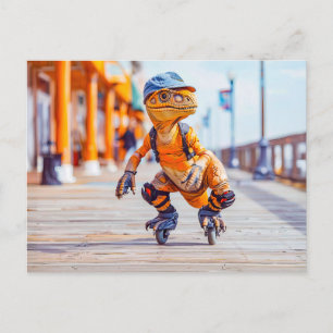Cartes Pour Fêtes Annuelles Dinosaure sur patins en ligne