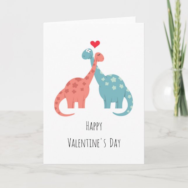 Cartes Pour Fêtes Annuelles Dinosaures d'amour du coeur Heureuse Sainte-Valent (Devant)
