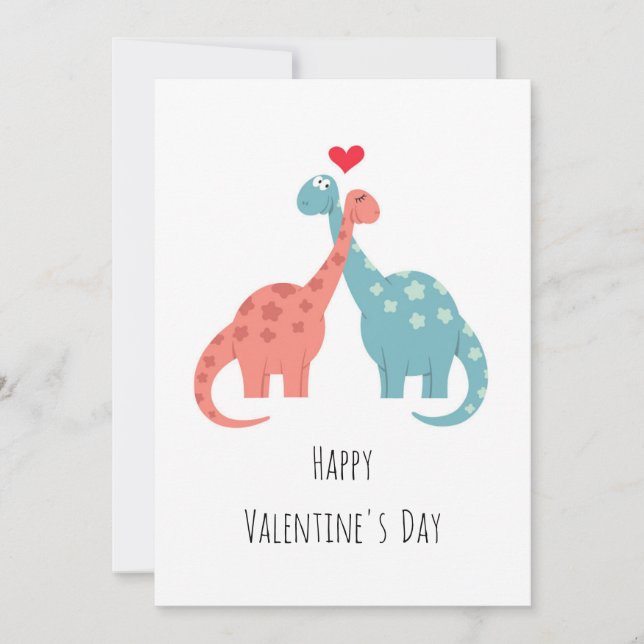 Cartes Pour Fêtes Annuelles Dinosaures d'amour du coeur Heureuse Sainte-Valent (Devant)