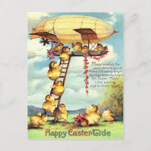 Cartes Pour Fêtes Annuelles Dirigeable Zeppelin Fleur de Pâques