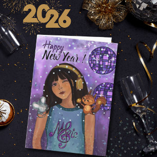 Cartes Pour Fêtes Annuelles Disco Diva Musique Fantaisiste Filles Bonne Année