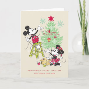 Cartes Pour Fêtes Annuelles Disney   Mickey & Minnie   Arbre de Noël classique