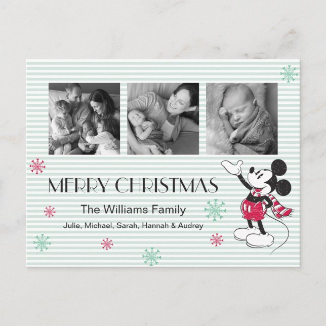 Cartes Pour Fêtes Annuelles Disney | Mickey & Minnie | Motif Rayures de Fêtes (Devant)