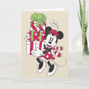 Cartes Pour Fêtes Annuelles Disney   Minnie vintage apportant la joie des fête