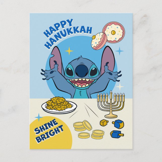 Cartes Pour Fêtes Annuelles Disney's Stitch | Bonne Hanoukka (Devant)