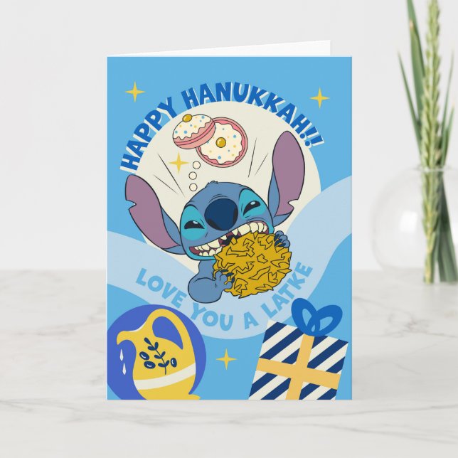 Cartes Pour Fêtes Annuelles Disney's Stitch | Hanoukka - Aimez-vous un Latke (Devant)