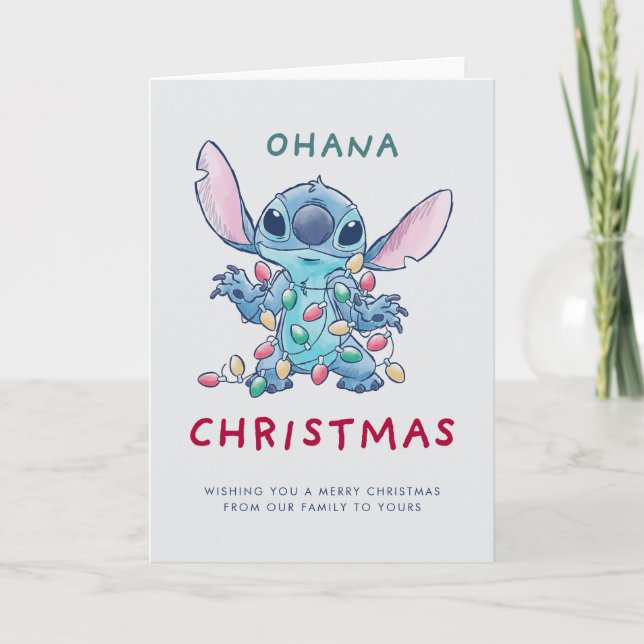 Cartes Pour Fêtes Annuelles Disney's Stitch | Noël Ohana (Devant)
