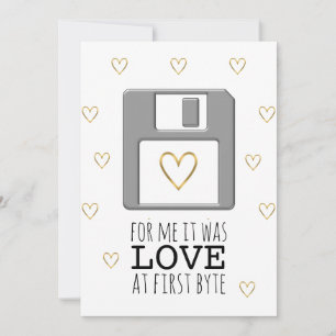 Cartes Pour Fêtes Annuelles Disque disquette Amour de l'ordinateur au premier