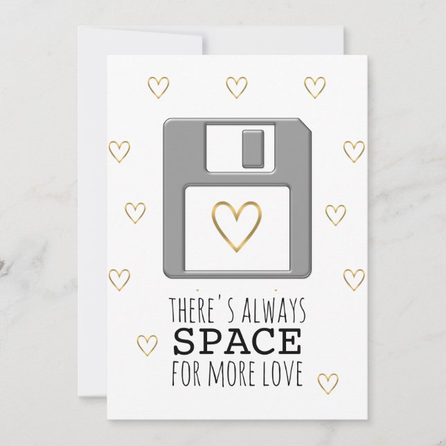 Cartes Pour Fêtes Annuelles Disquette Gold Heart Valentine's Day Computer (Devant)