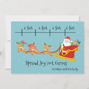 Cartes Pour Fêtes Annuelles Distanciation sociale Noël Joie Père Noël Traîneau