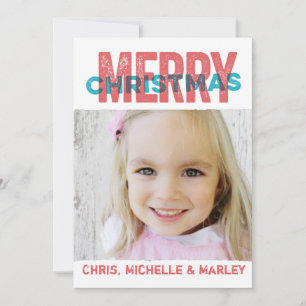 Cartes Pour Fêtes Annuelles Distressed Merry Christmas Greetings Photo Card