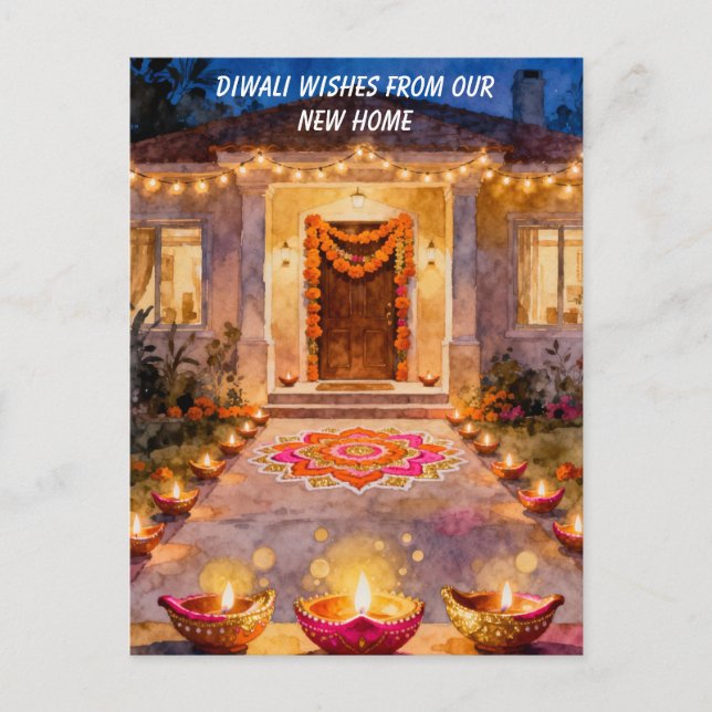 Cartes Pour Fêtes Annuelles Diwali New Home Wishes (Devant)