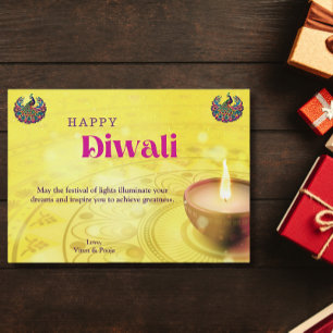 Cartes Pour Fêtes Annuelles Diwali Yellow Mandala Lamp Salutation