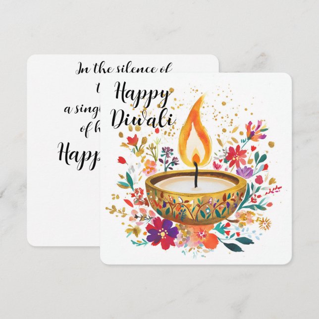 Cartes Pour Fêtes Annuelles Diya de la dévotion (Devant / Derrière)