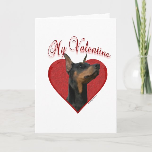 Cartes Pour Fêtes Annuelles Dobermann mon Valentine (Devant)