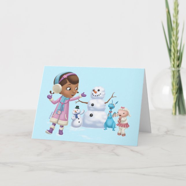 Cartes Pour Fêtes Annuelles Doc McStuffins | Doc McStuffins Jouant Dans La Nei (Devant)