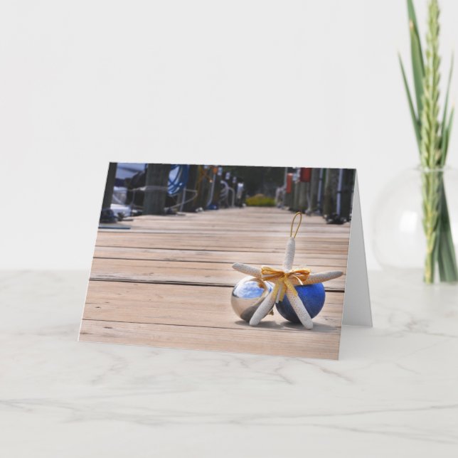 Cartes Pour Fêtes Annuelles Dock nautique avec ornements (Devant)