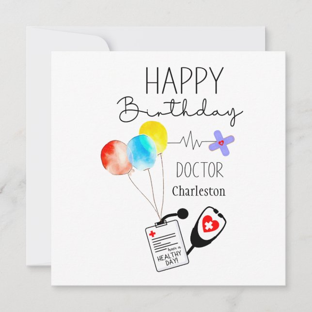 Cartes Pour Fêtes Annuelles Docteur Joyeux Ballons d'anniversaire à plat Anniv (Devant)