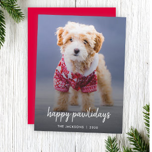 Cartes Pour Fêtes Annuelles Dog Christmas Cute Puppy Happy Pawlidays