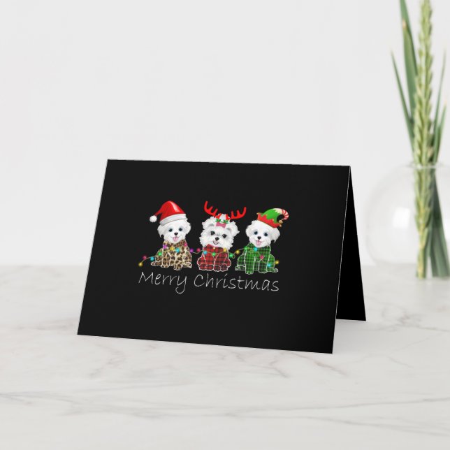 Cartes Pour Fêtes Annuelles Dog Lover | Merry Christmas Maltese (Devant)