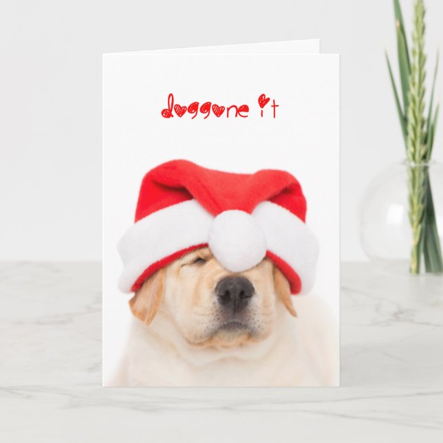 Cartes Pour Fêtes Annuelles Doggone It Yellow Lab Chiot Noël (Devant)