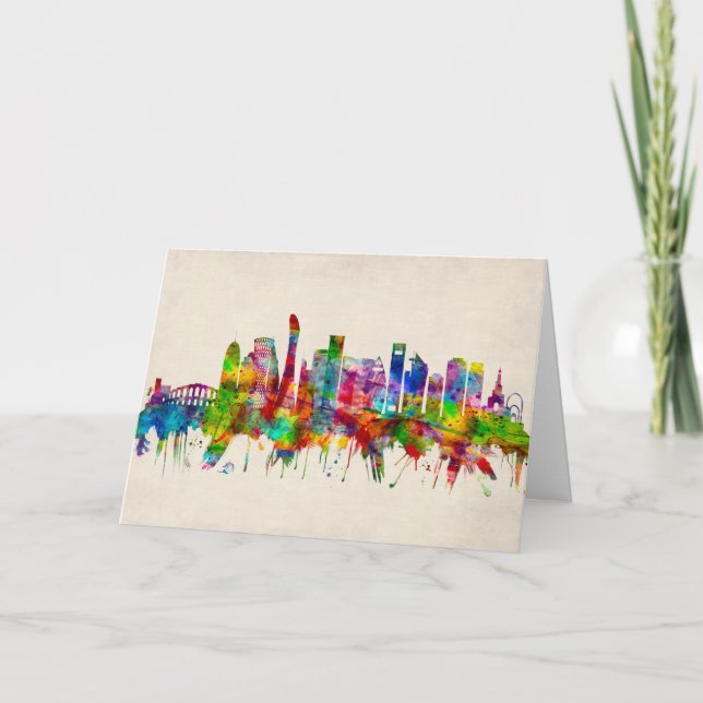 Cartes Pour Fêtes Annuelles Doha Qatar Skyline (Devant)