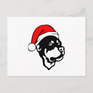 Cartes Pour Fêtes Annuelles Doigt Rottweiler portant le chapeau de Noël rouge