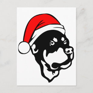 Cartes Pour Fêtes Annuelles Doigt Rottweiler portant le chapeau de Noël rouge