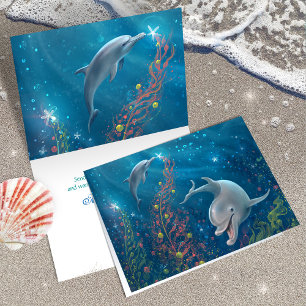 Cartes Pour Fêtes Annuelles Dolphin Art Unique Joyeux Noël Magique