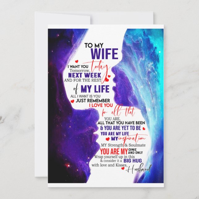 Cartes Pour Fêtes Annuelles Don de femme | Lettre À Ma Femme Amour Du Mari (Devant)