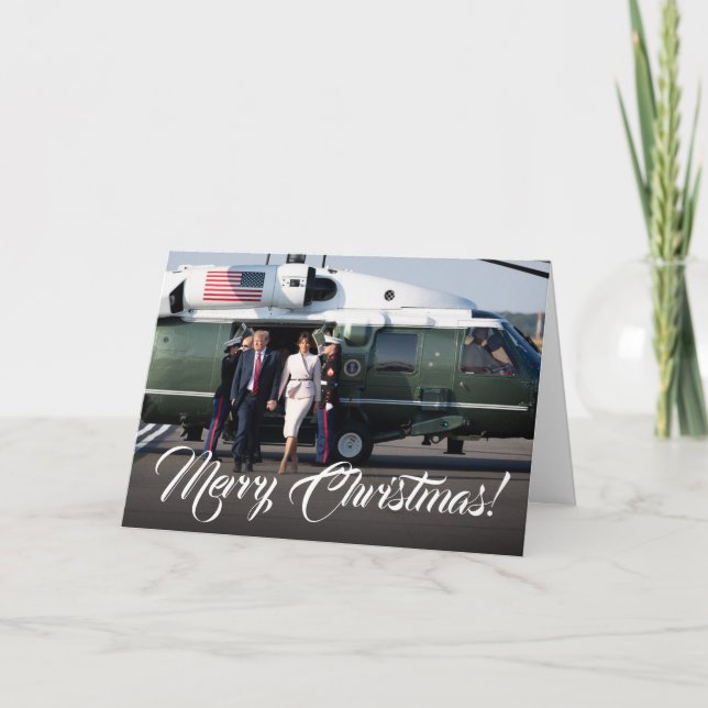 Cartes Pour Fêtes Annuelles Donald Trump et Melania - Coutume de Noël militair (Devant)