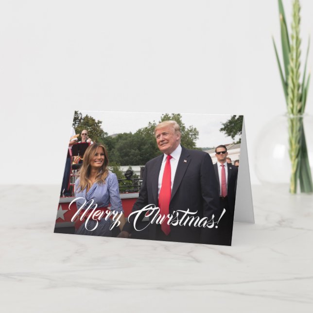 Cartes Pour Fêtes Annuelles Donald Trump & Melania PatrioticNoël (Devant)