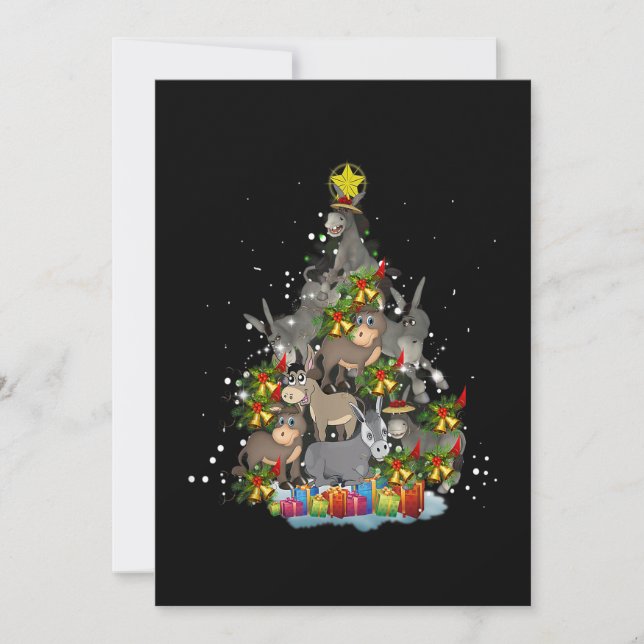 Cartes Pour Fêtes Annuelles Donkey Christmas Tree Drôle Amusant Donkey Lover C (Devant)