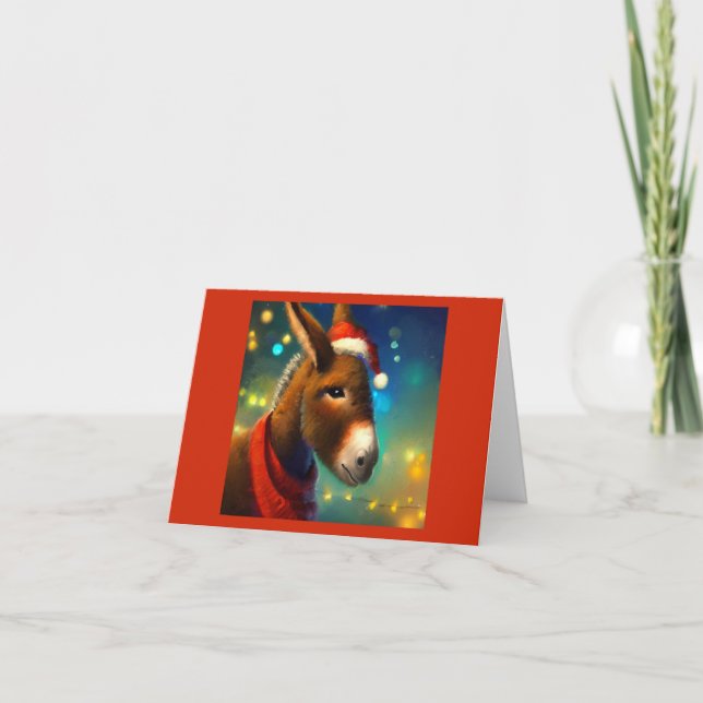 Cartes Pour Fêtes Annuelles Donkey de Noël 3 (Devant)