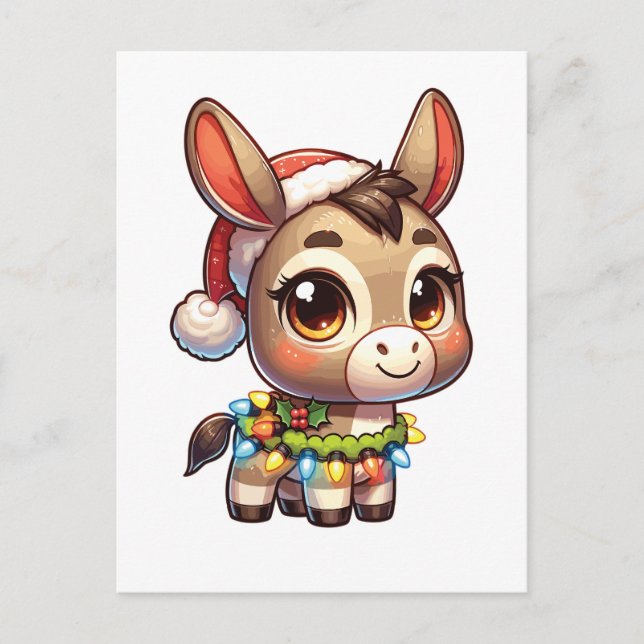 Cartes Pour Fêtes Annuelles Donkey Joyeux Noël Animaux d'hiver mignons ânes (Devant)