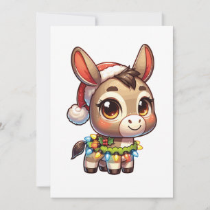 Cartes Pour Fêtes Annuelles Donkey Joyeux Noël Animaux d'hiver mignons ânes