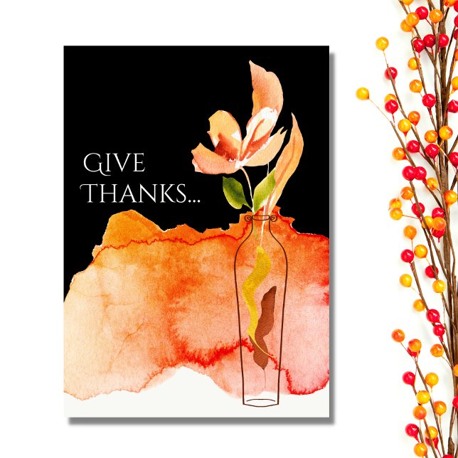 Cartes Pour Fêtes Annuelles Donnez Merci... Fleur moderne et Vase Thankgiving (Créateur téléchargé)