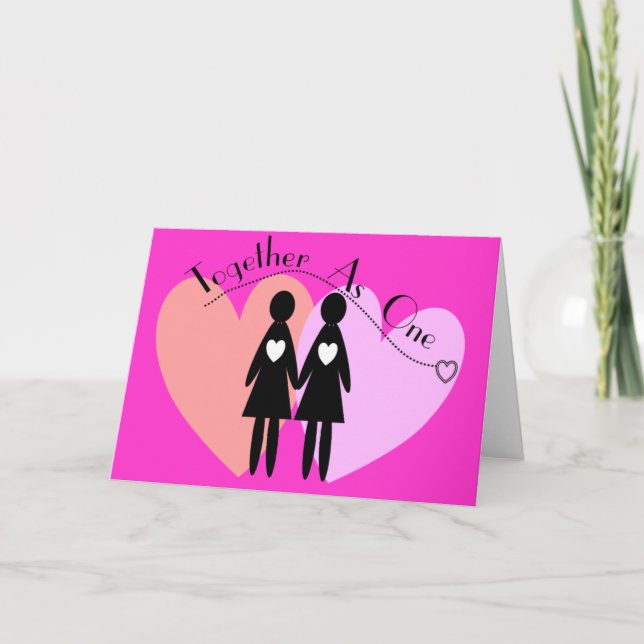 Cartes Pour Fêtes Annuelles Dons lesbiennes "Ensemble comme un" (Devant)