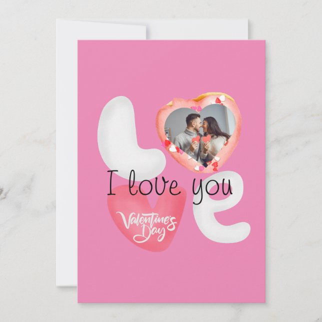 Cartes Pour Fêtes Annuelles donut rose personnalisé pour la Saint-Valentin (Devant)