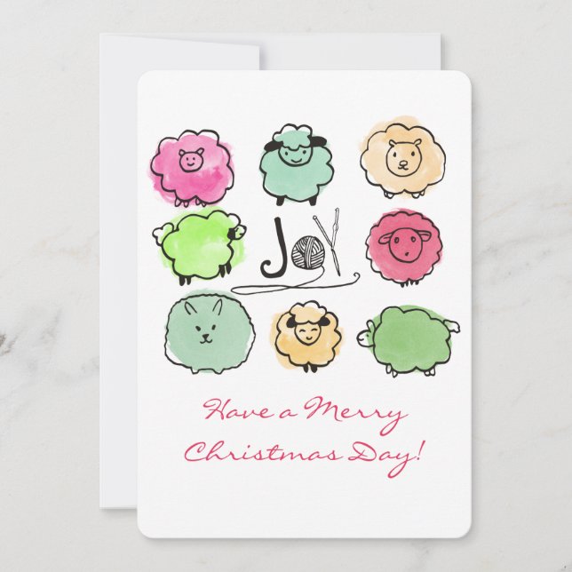 Cartes Pour Fêtes Annuelles Doodle brebis angora tricot crochet Noël (Devant)