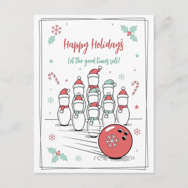 Cartes Pour Fêtes Annuelles Doodle Christmas Bowling Holiday Greeting Cards (Devant)