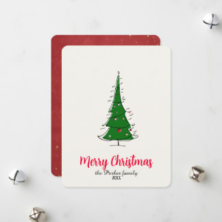 Cartes Pour Fêtes Annuelles Doodle d'arbre de Noël Moderne Joyeux Noël