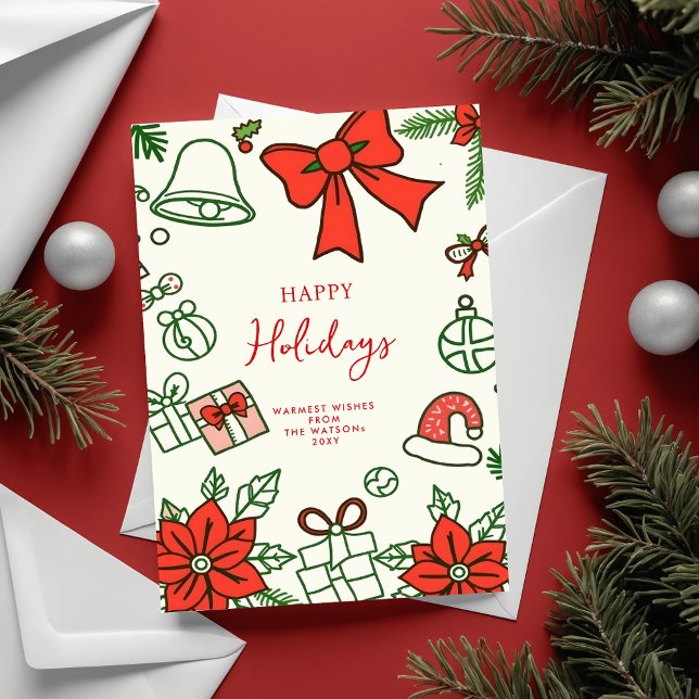 Cartes Pour Fêtes Annuelles Doodle dessiné à la main Scribble Noël (Hand Drawn Scribble Doodle Christmas Holiday Card)