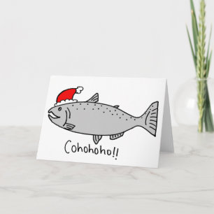 Cartes Pour Fêtes Annuelles Doodle Saumon de Noël Cohoho