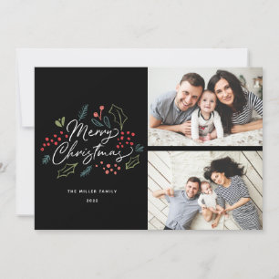 Cartes Pour Fêtes Annuelles Doodles colorés Joyeux Noël 2 Photo Noir