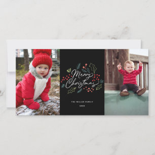 Cartes Pour Fêtes Annuelles Doodles colorés Joyeux Noël 2 Photo Noir