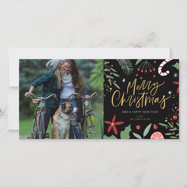 Cartes Pour Fêtes Annuelles Doodles de vacances mignons | LGBT Photo Holiday C (Devant)