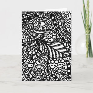 Cartes Pour Fêtes Annuelles Doodles peints à la main en noir et blanc